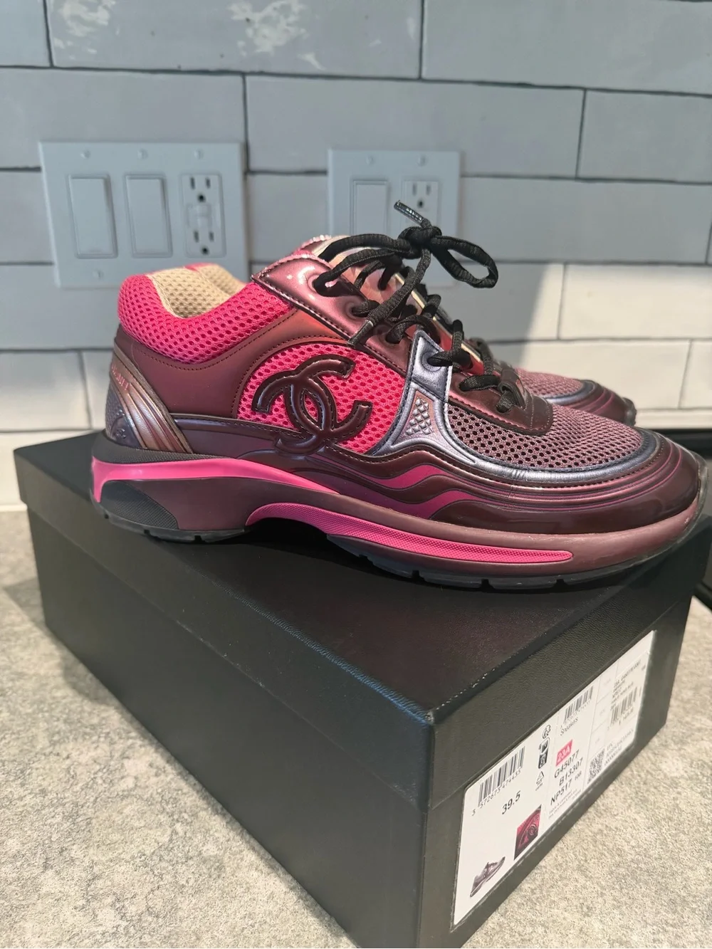 Chanel Runners Pink and Burgundy CC Logo Women's Runner Sneakers